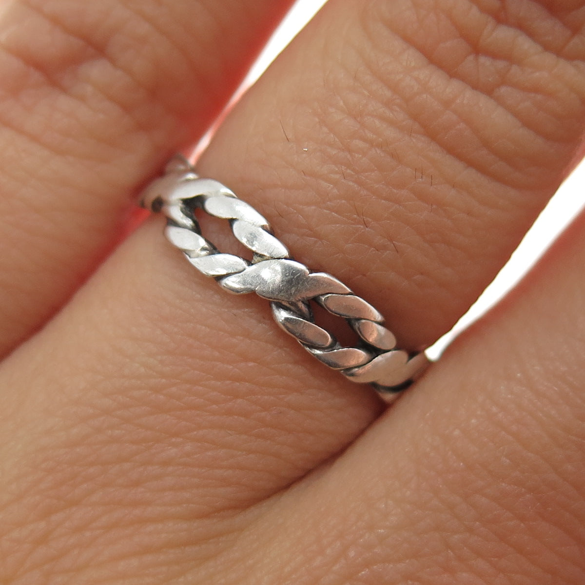 925 Sterling Silver Vintage Twisted Rope Braided Band Ring Size 6.25