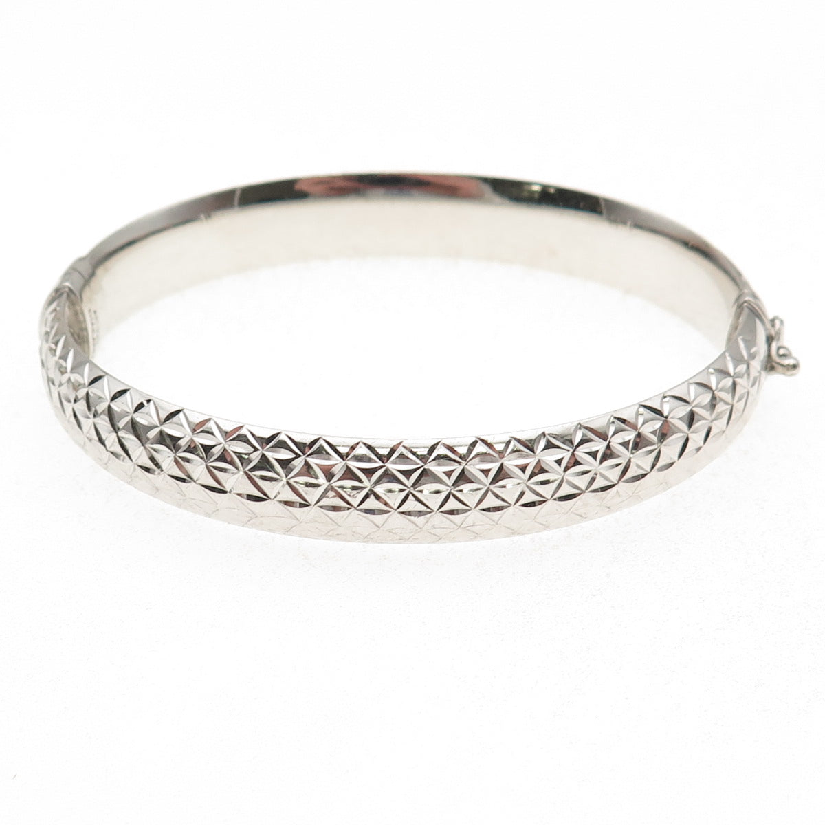 ATI Annika Witt 925 Sterling Silver Diamond-Cut Dual Sided Bangle Bracelet 7.5"