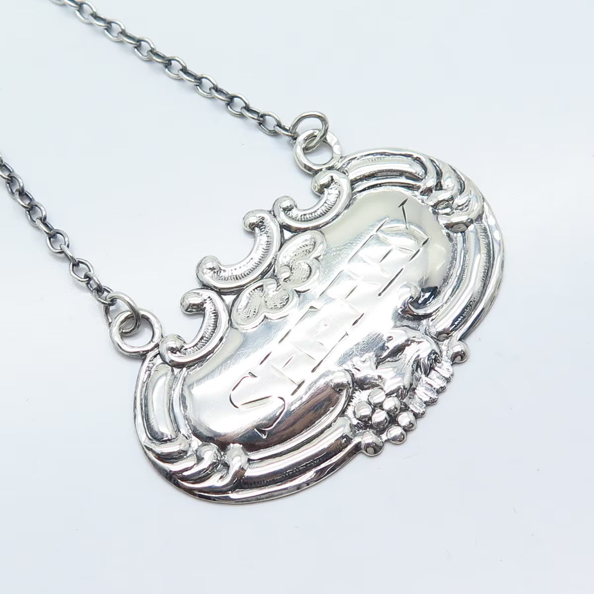 925 Sterling Silver Vintage "Sherry" Bottle Tag