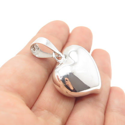 925 Sterling Silver Vintage Mexico Rose Flower Heart Charm Pendant