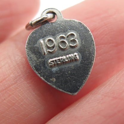 925 Sterling Silver Vintage 1963 Beta Sigma Phi Heart Minimalist Charm Pendant