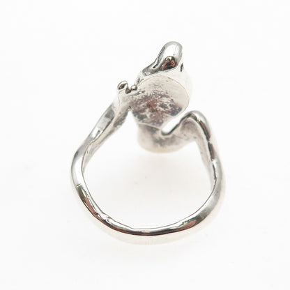 925 Sterling Silver Vintage Cobra Snake Oxidized Ring Size 9