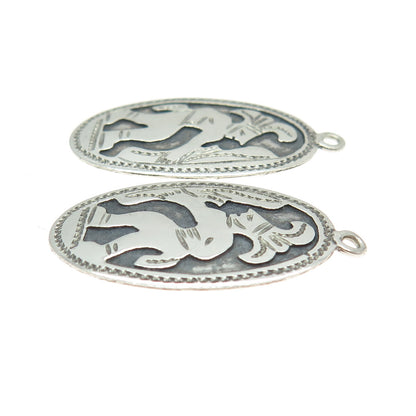 900 Silver Vintage Guatemala Tribal Warrior Oxidized Jacket Earrings