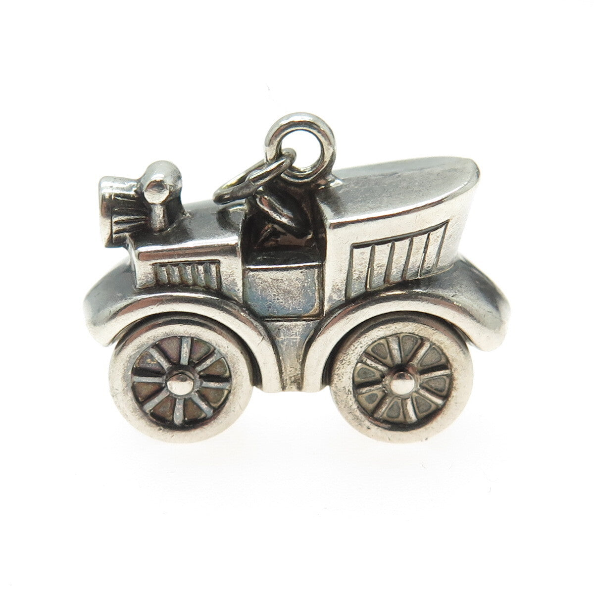 925 Sterling Silver Vintage Retro Car 3D Pendant