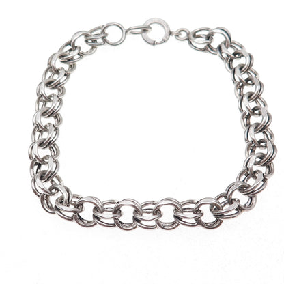 925 Sterling Silver Antique Art Deco Bismark Link Bracelet 7.75"
