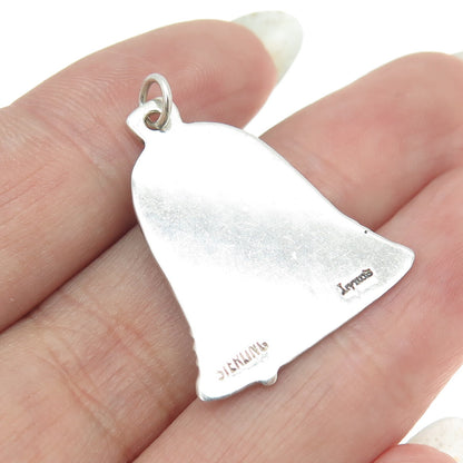 ARINA'S 925 Sterling Silver Vintage "NLS" Signet Bell Pendant