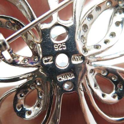 925 Sterling Silver Round-Cut Blue & White C Z Butterfly Pin Brooch