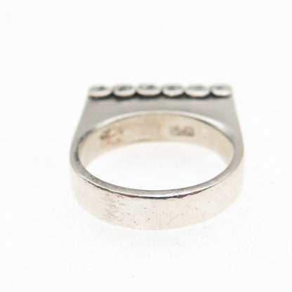 925 Sterling Silver Vintage S-Swirl Oxidized Bar Ring Size 6.5