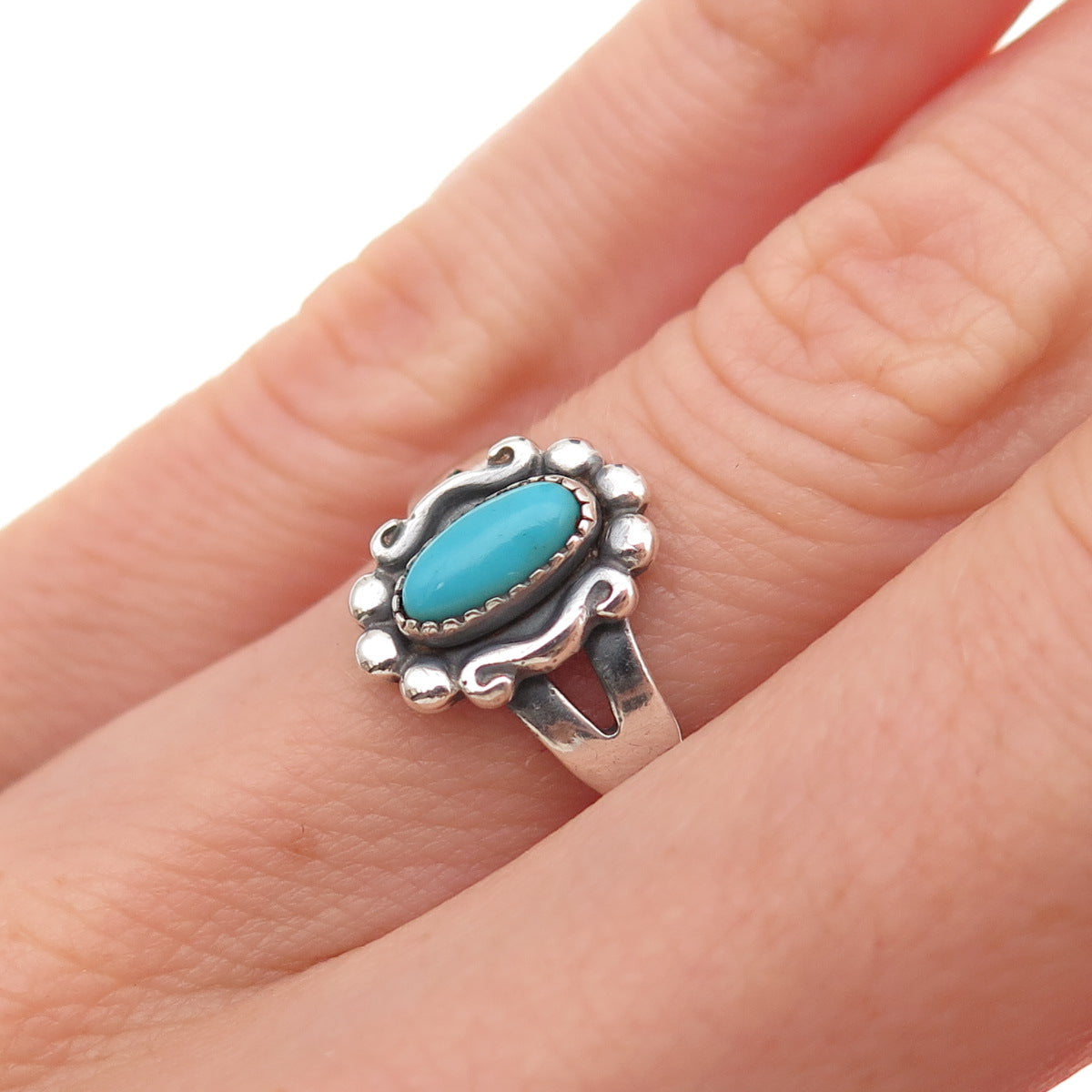 Bell Trading Post Old Pawn 925 Sterling Silver Vintage Turquoise Ring Size 5.5