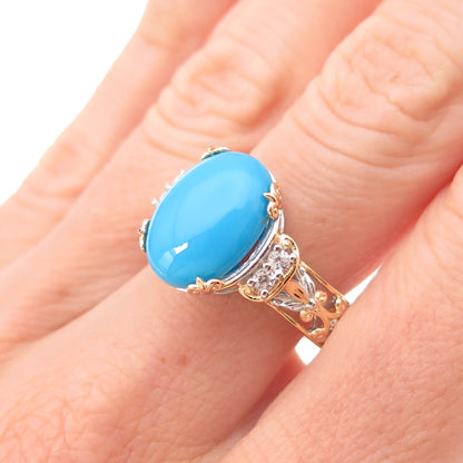 Michael Valitutti Gems En Vogue Sterling Silver Turquoise & Topaz Ring Size 8.25