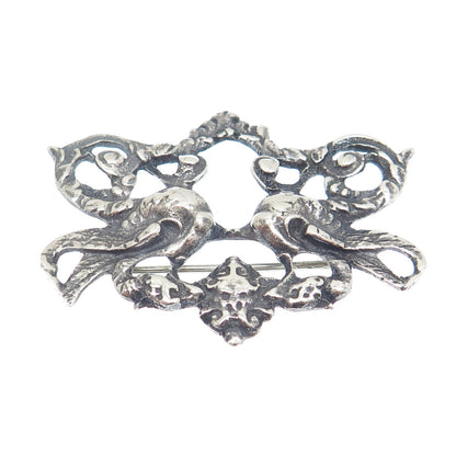 PERUZZI BOSTON 925 Sterling Silver Antique Art Deco Cherub Oxidized Pin Brooch