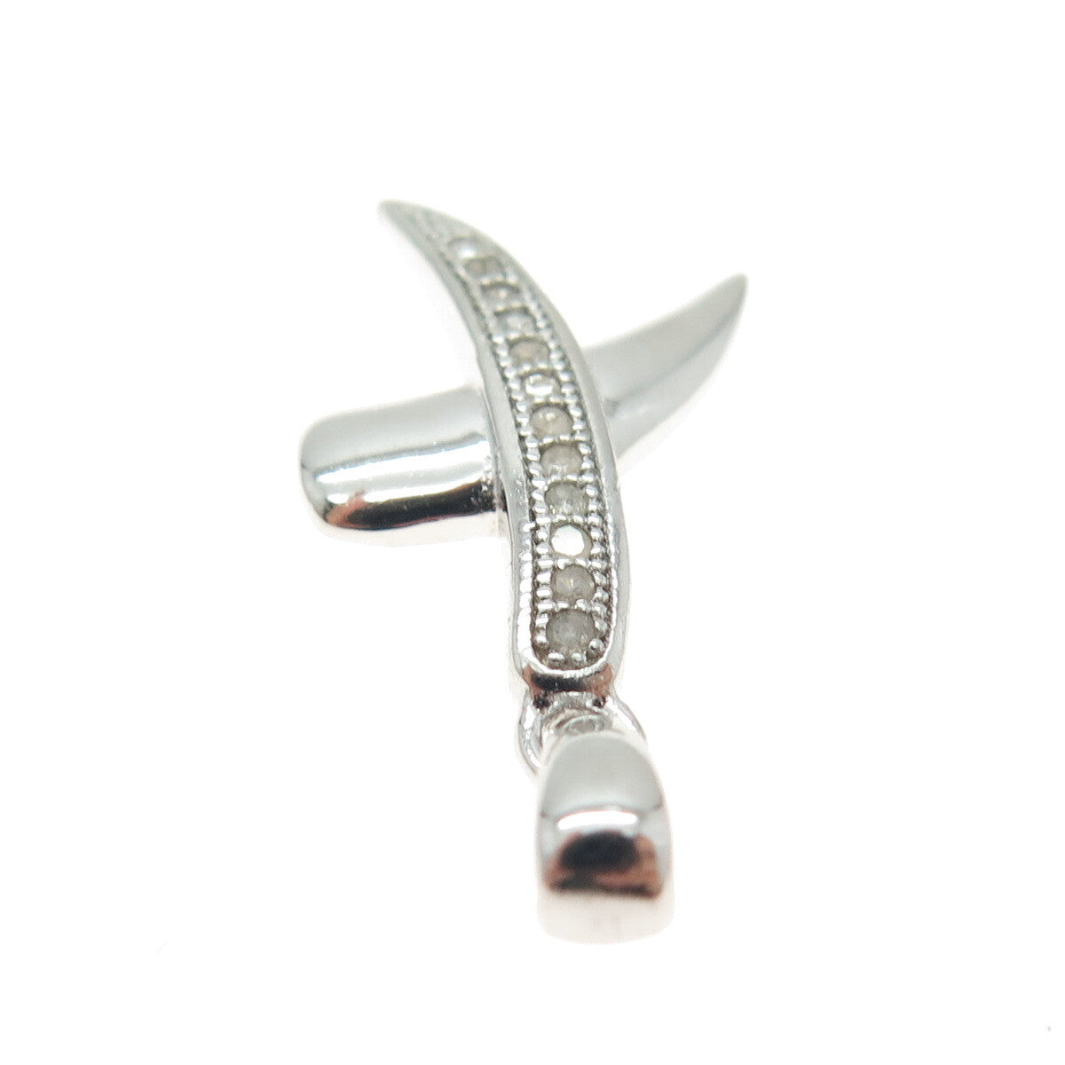 HAN 925 Sterling Silver Real Round-Cut Diamond Letter "X" Modernist Pendant