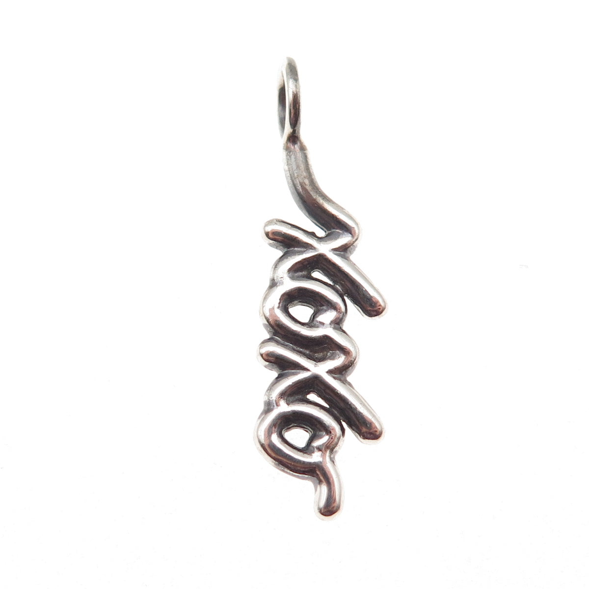925 Sterling Silver Vintage XOXO Hugs & Kisses Oxidized Charm Pendant