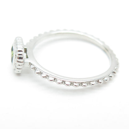 J. ESPOSITO 925 Sterling Silver Green Princess-Cut Shaped C Z Ring Size 7.25