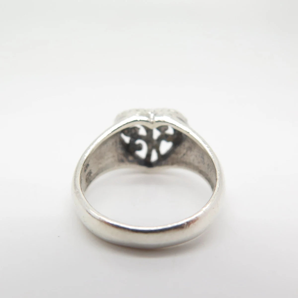 925 Sterling Silver Vintage Heart Swirl Ring Size 8.5