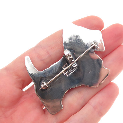 Laton 925 Sterling 2-Tone Vintage Mexico Scottish Terrier Pin Brooch / Pendant
