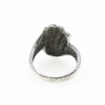 925 Sterling Silver Vintage Modernist Ribbed Oxidized Ring Size 6.75