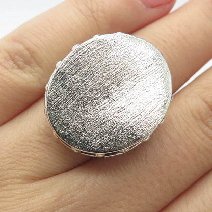 925 Sterling Silver Vintage Italy Satin Finish Oval Signet Ring Size 6
