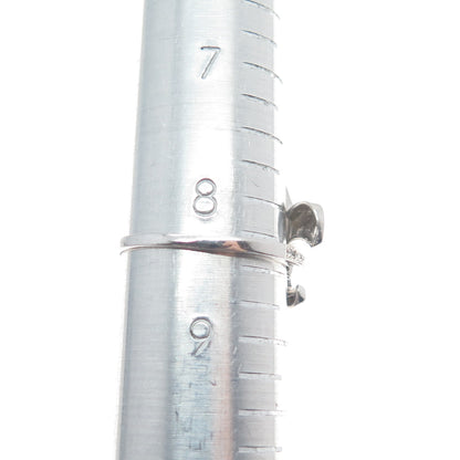 925 Sterling Silver Round-Cut Shaped C Z Fleur-de-Lis Ring Size 8.5