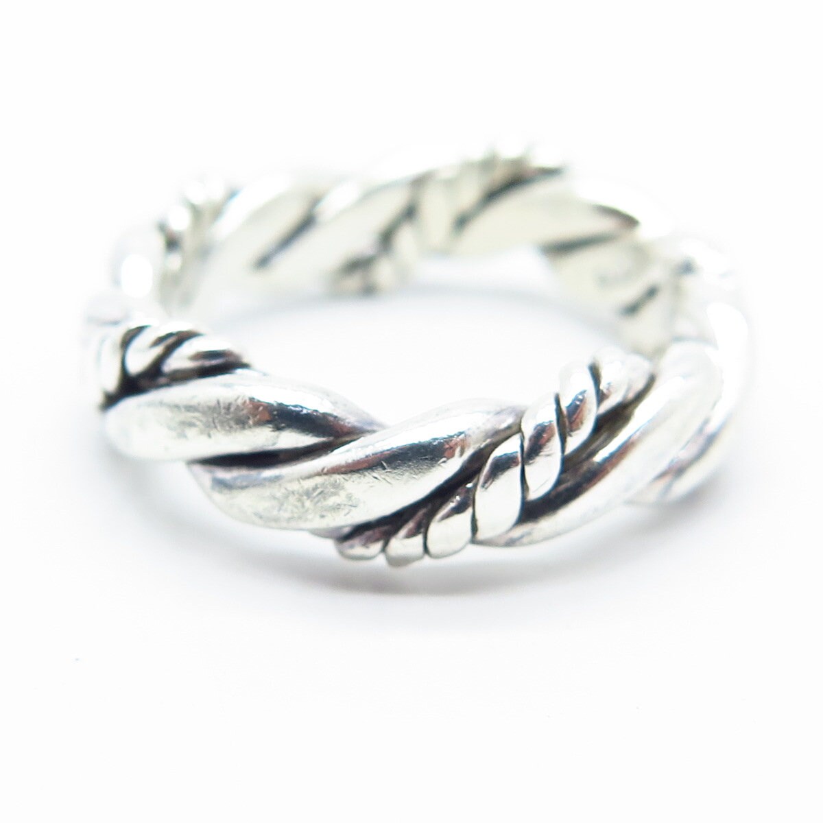 925 Sterling Silver Vintage Twisted Band Ring Size 9.75