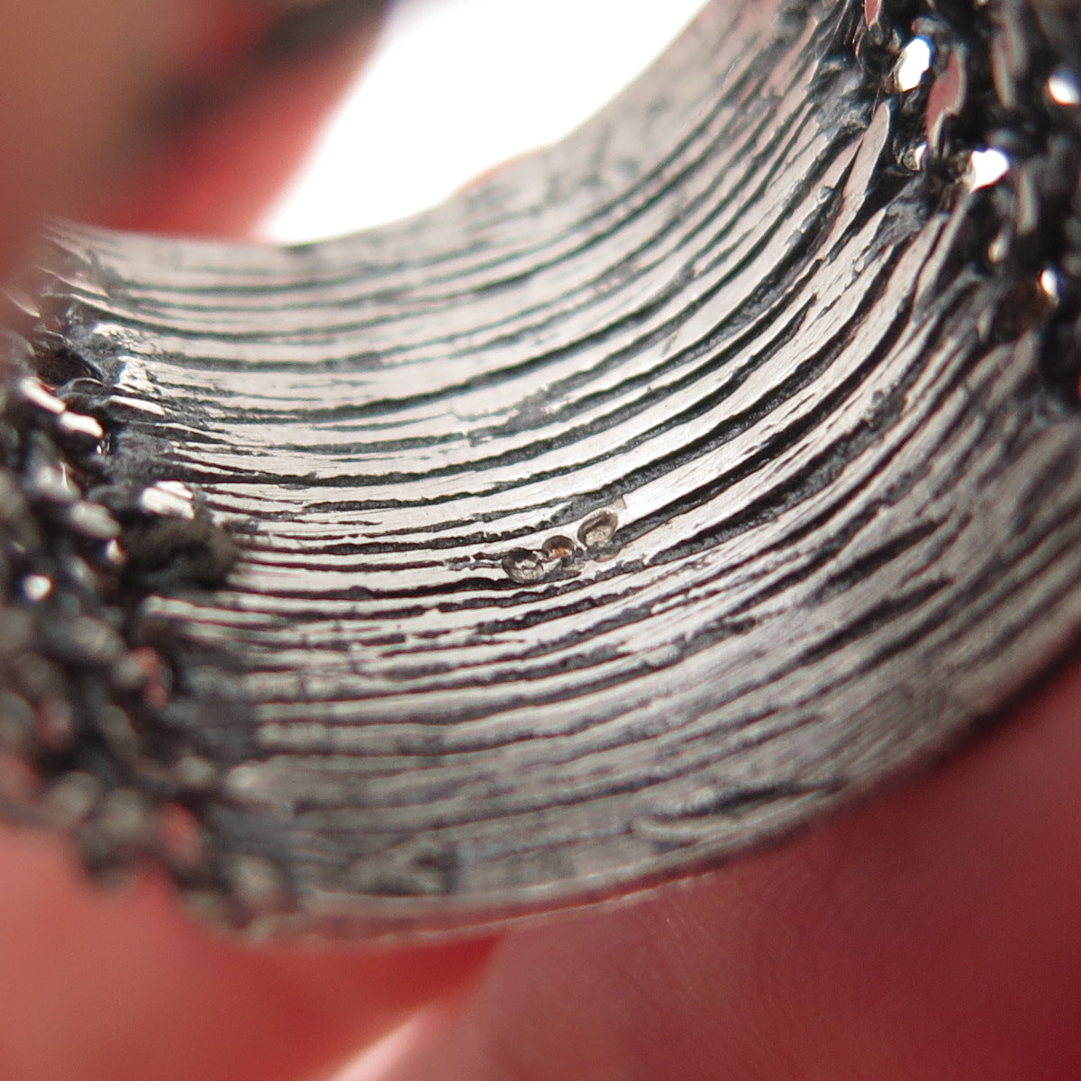 925 Sterling Silver Vintage Modernist Cage Oxidized Ring Size 8.5