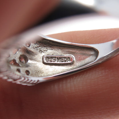 MEDA 925 Sterling Silver Princess & Round-Cut C Z Ring Size 7