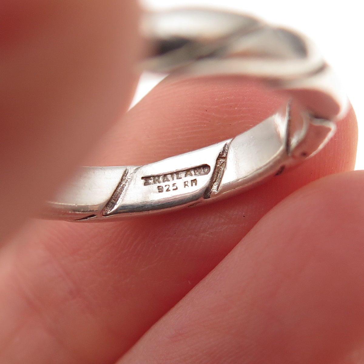 925 Sterling Silver Vintage Twisted Oxidized Band Ring Size 7