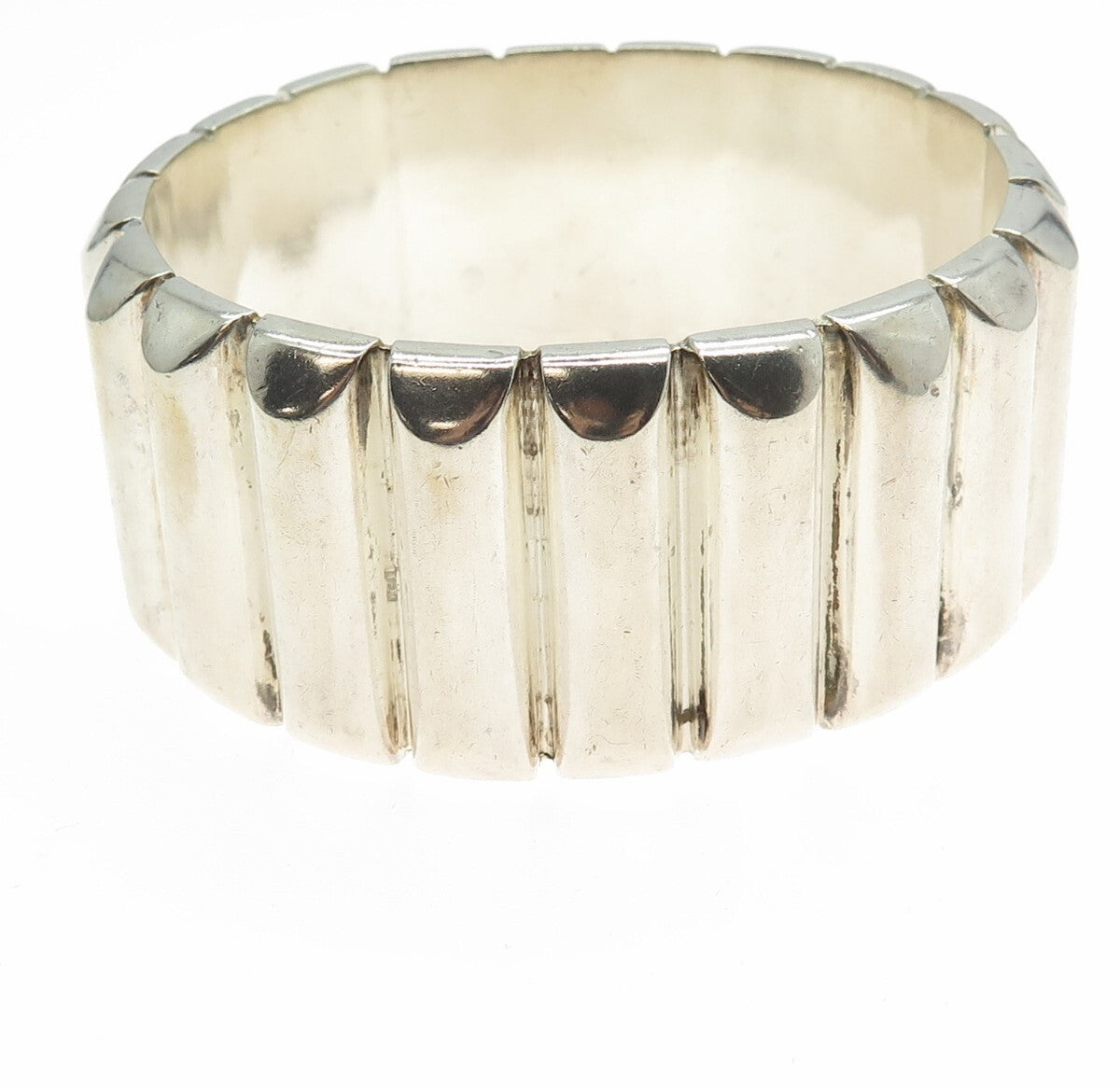 CALVIN KLEIN Sterling Silver Vintage Ribbed Solid 103.5g Bangle Bracelet 7.5"