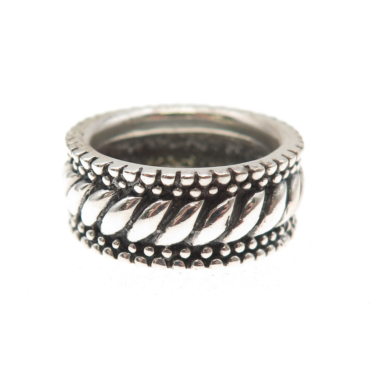 925 Sterling Silver Vintage Modernist Oxidized Band Ring Size 7