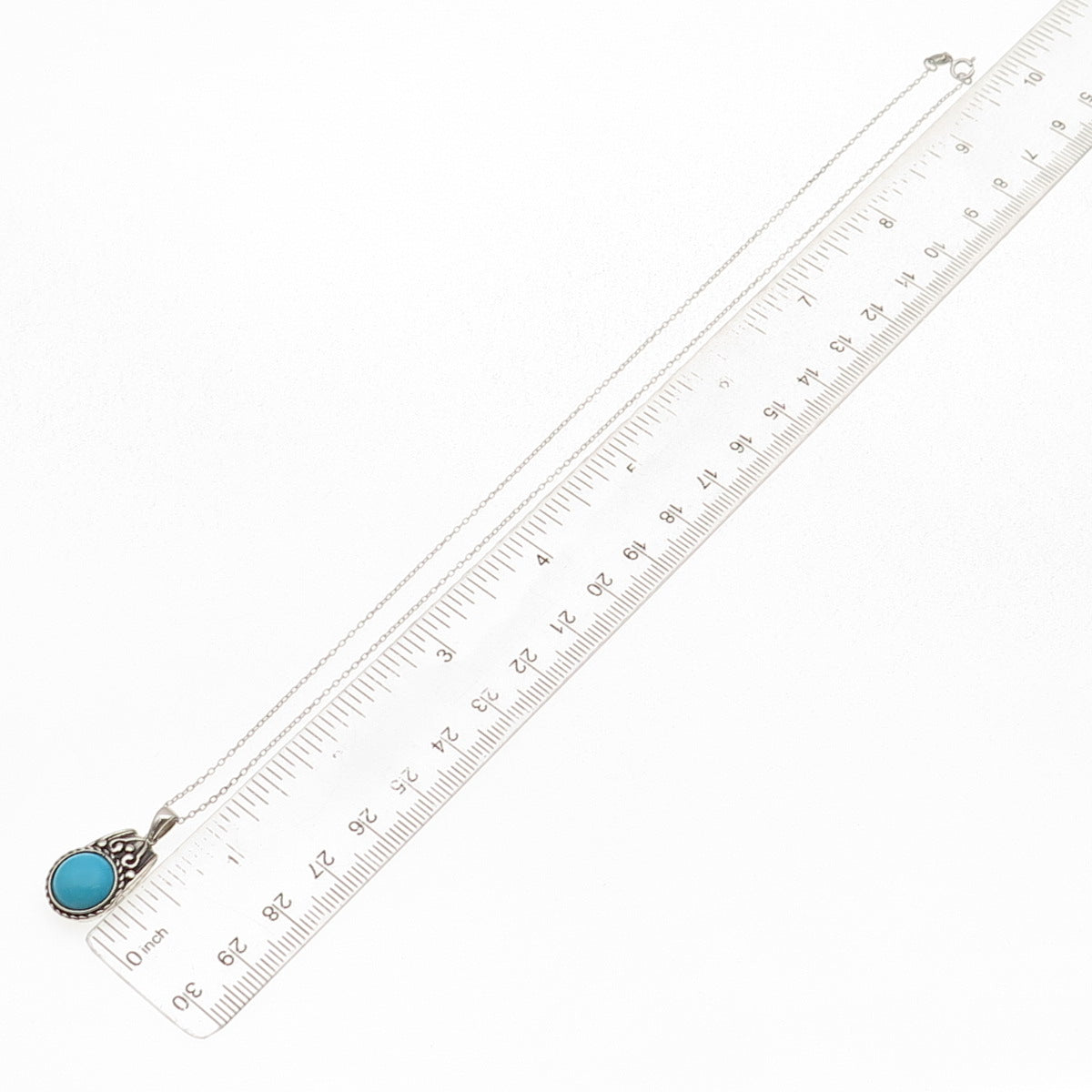 925 Sterling Silver Real Sleeping Beauty Turquoise Cable Chain Necklace 18"