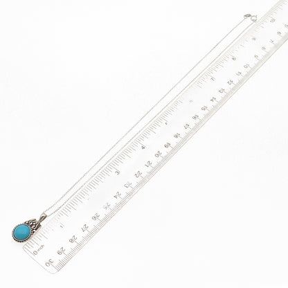 925 Sterling Silver Real Sleeping Beauty Turquoise Cable Chain Necklace 18"