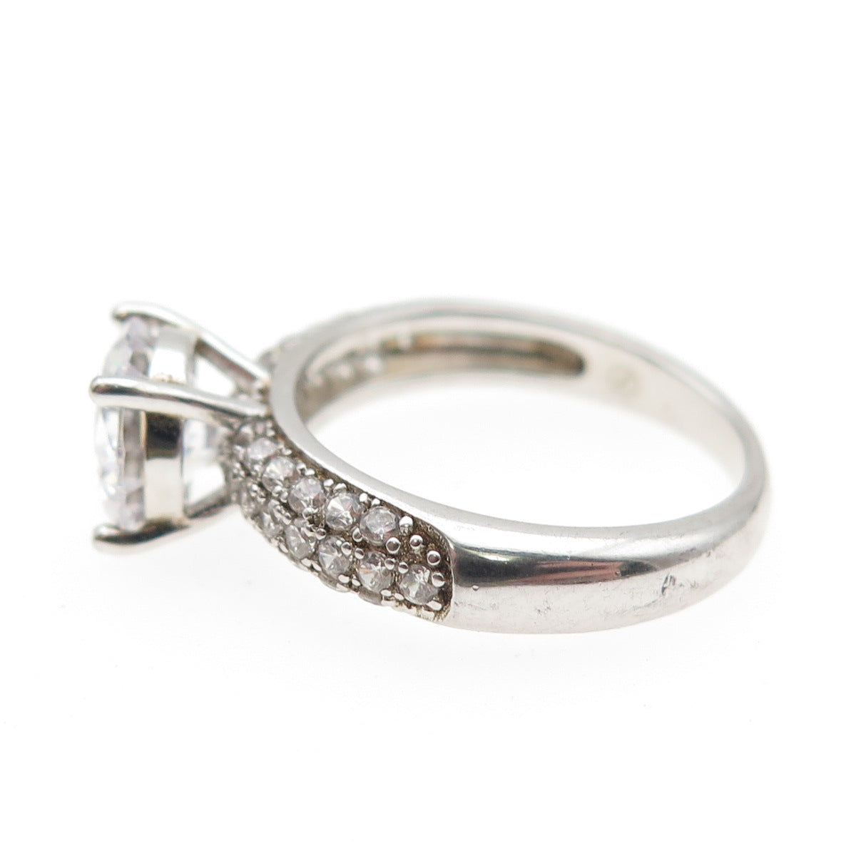 925 Sterling Silver Round-Cut C Z Engagement Ring Size 6