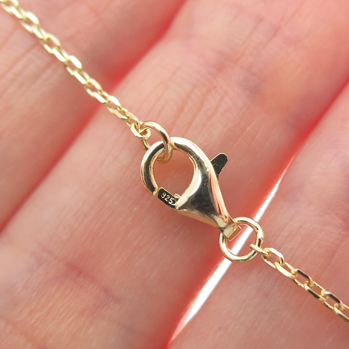 DSMK 925 Sterling Gold Plated Real Turquoise & C Z Cable Chain Necklace 18-20"