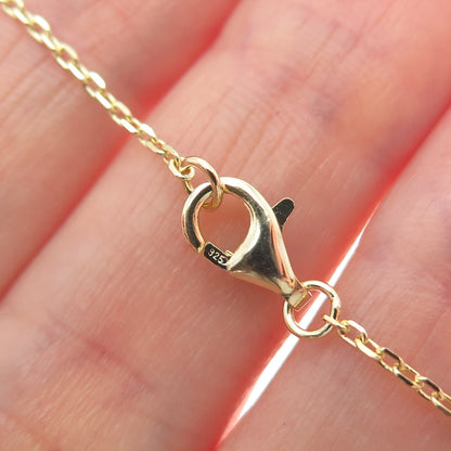 DSMK 925 Sterling Gold Plated Real Turquoise & C Z Cable Chain Necklace 18-20"