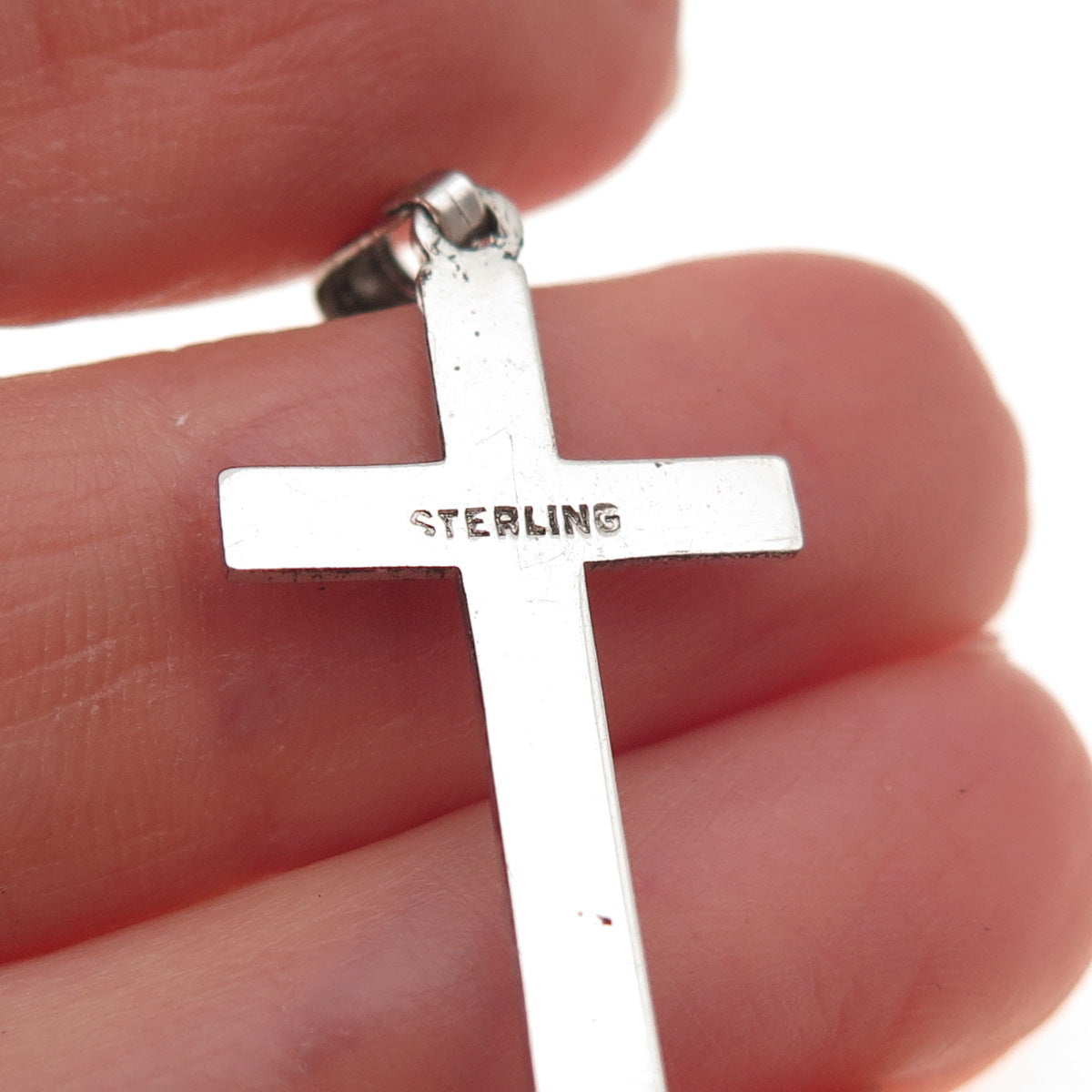 925 Sterling Silver Antique Art Deco Real Marcasite Cross Oxidized Charm Pendant