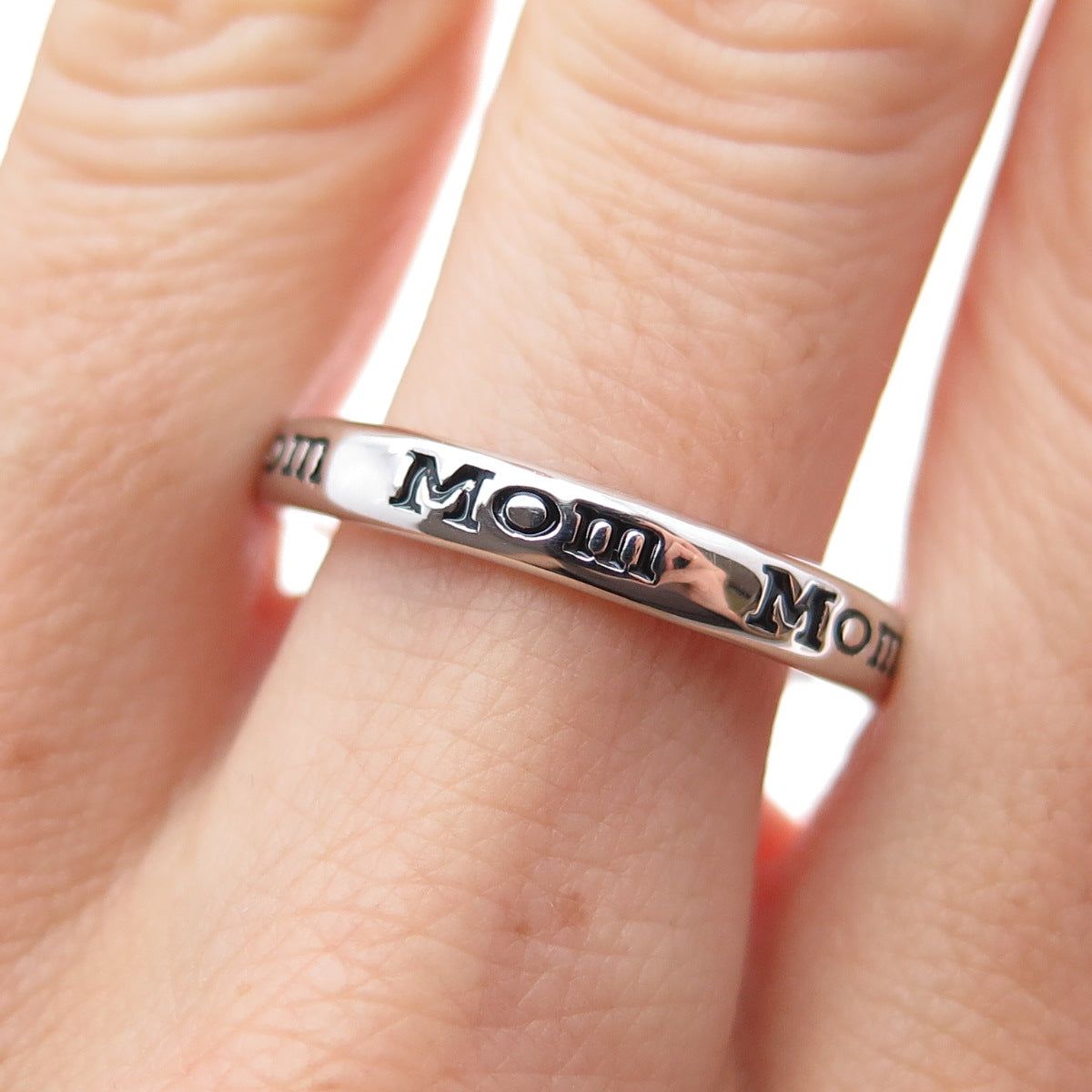 925 Sterling Silver Vintage Mom All Around Stackable Band Ring Size 10