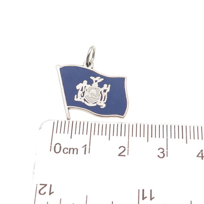 Elco 925 Sterling Silver Vintage Enamel New York State Flag Mini Charm Pendant