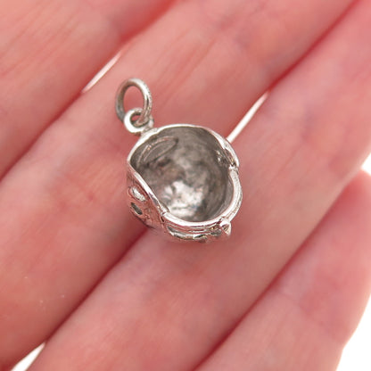 Danecraft 925 Sterling Silver Vintage Football Helmet Oxidized 3D Charm Pendant