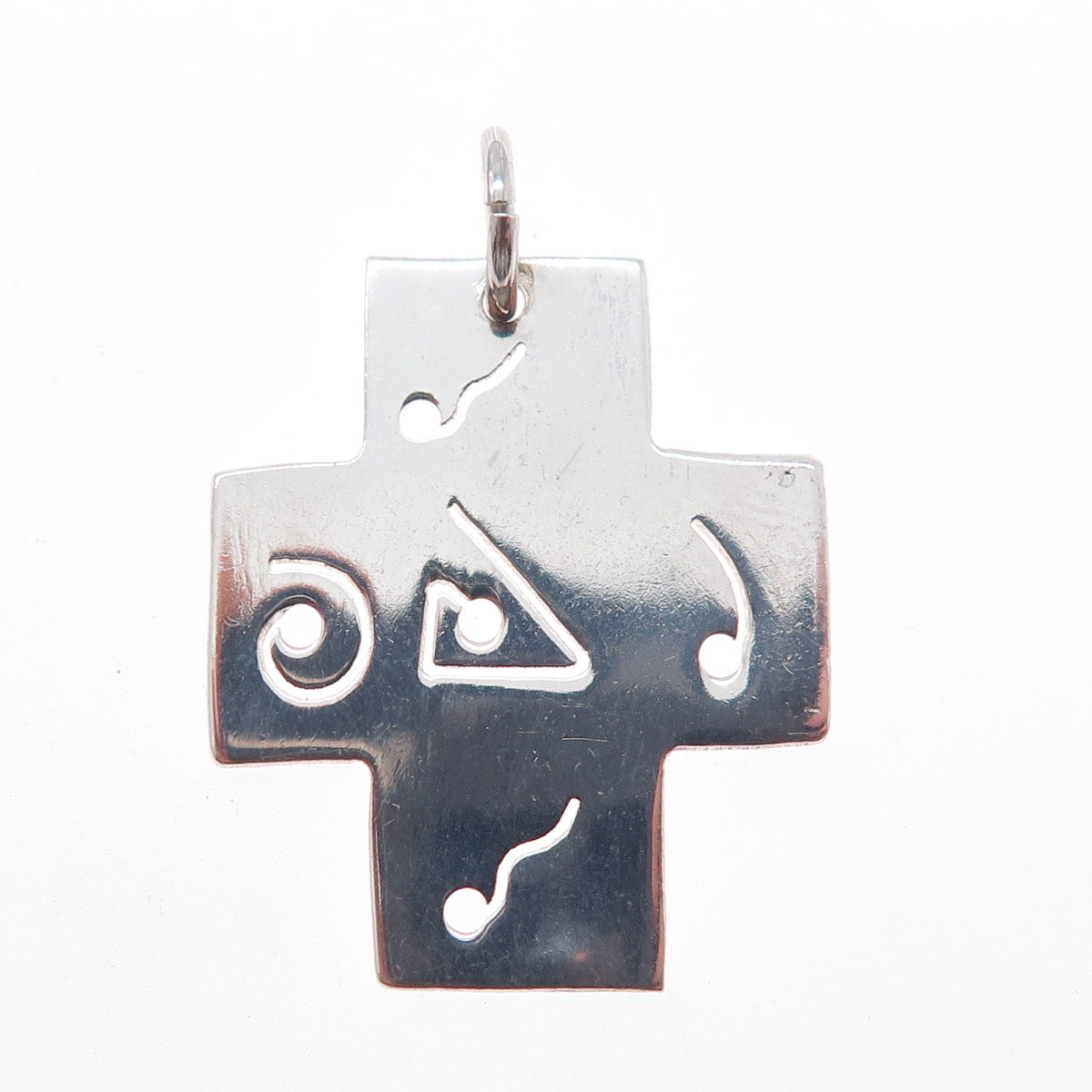 925 Sterling Silver Vintage Ethnic Symbol Cross Charm Pendant