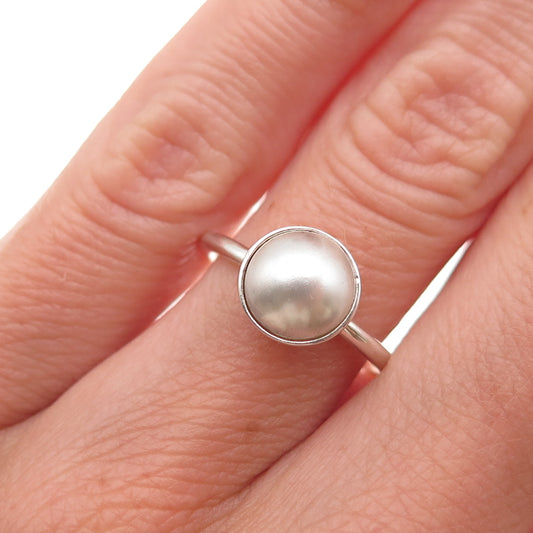 Pandora 925 Sterling Silver Faux Pearl Droplet Ring Size 6