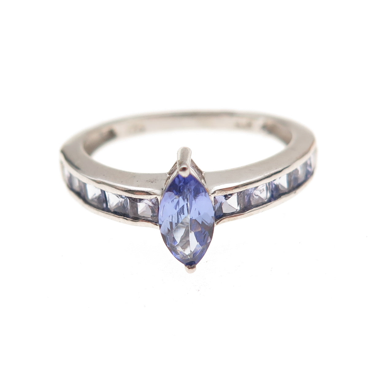 Chuck Clemency 925 Sterling Real Marquise & Princess-Cut Tanzanite Ring Size 8