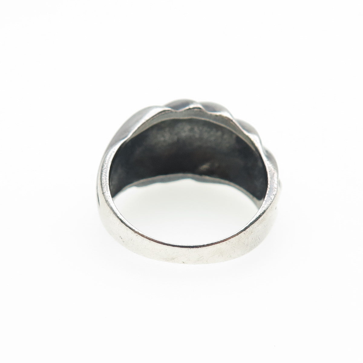 CHAPAL ZENRAY Sterling Silver Vintage Modernist Ribbed Oxidized Ring Size 7.5