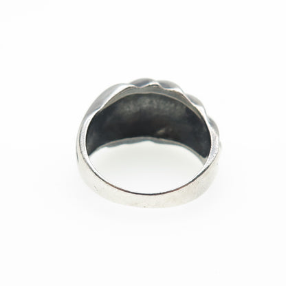 CHAPAL ZENRAY Sterling Silver Vintage Modernist Ribbed Oxidized Ring Size 7.5