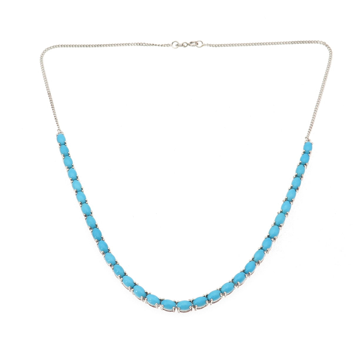 Chuck Clemency Sterling Silver Real Sleeping Beauty Turquoise Chain Necklace 18"