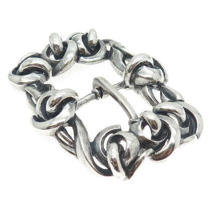 925 Sterling Silver Vintage Spiral Link Solid 140.8g Brutalist Belt Buckle