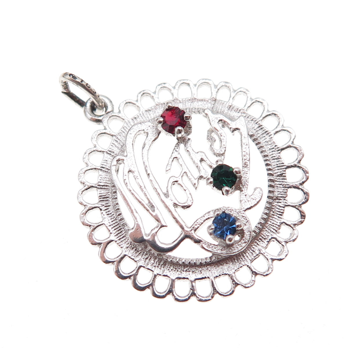 Skyway 925 Sterling Silver Vintage Rhinestone Mother Charm Pendant