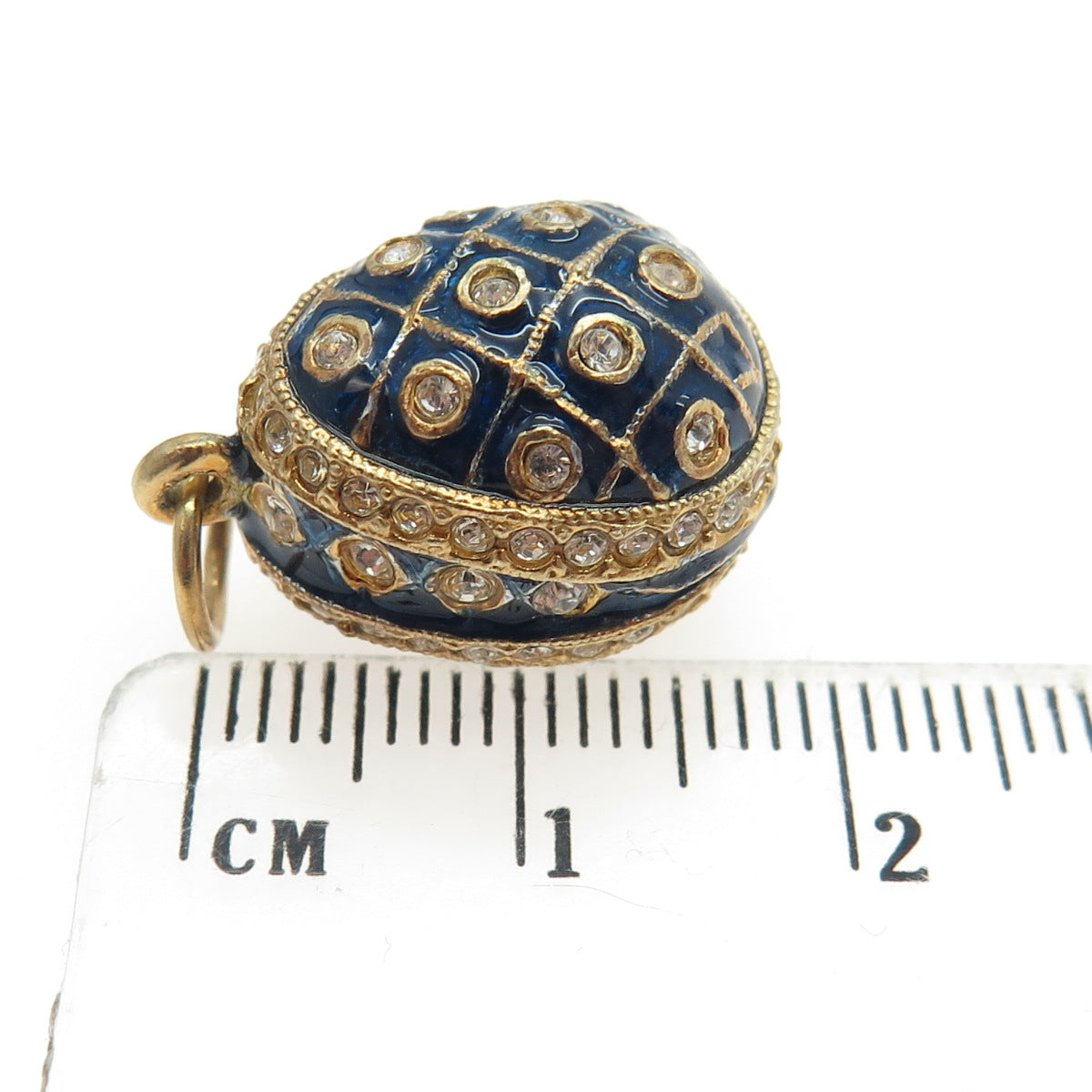 RAFKA Retired Sterling Silver Vermeil Enamel Rhinestone Easter Egg Charm Pendant