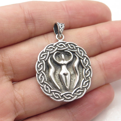 PETER STONE 925 Sterling Silver Vintage Nile River Goddess Celtic Pendant