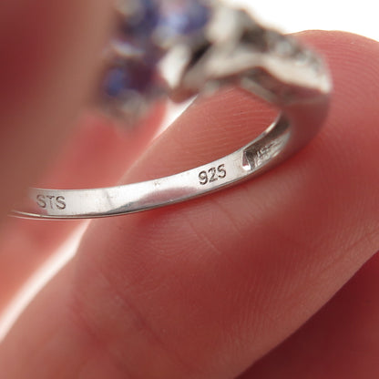 Chuck Clemency 925 Sterling Silver Real Tanzanite & White Topaz Ring Size 7