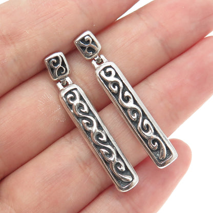 925 Sterling Silver Vintage "S" Link Dangling Bar Earrings